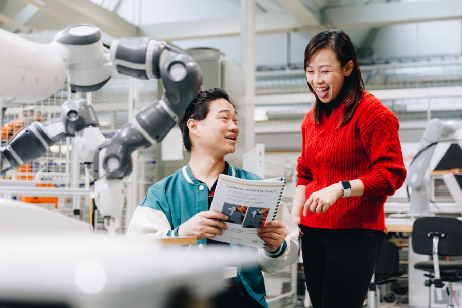 Two students at a university laboratory